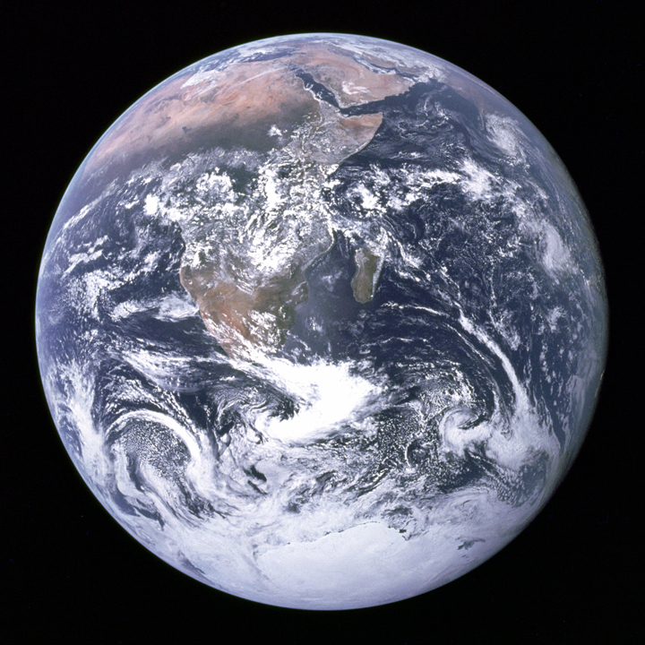 The Blue Marble, taken by the Apollo 17 crew in 1972