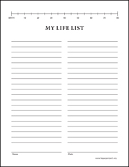 Life List Sheet